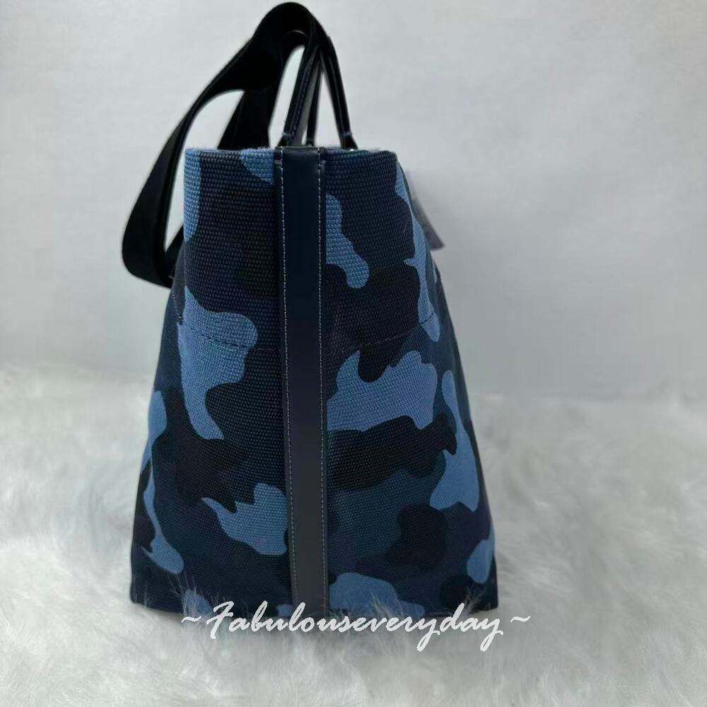Coach Men's Small Tour Tote Bag With Camo Print Silver/Blue Multi CDQ74 NWT - Picture 3 of 8